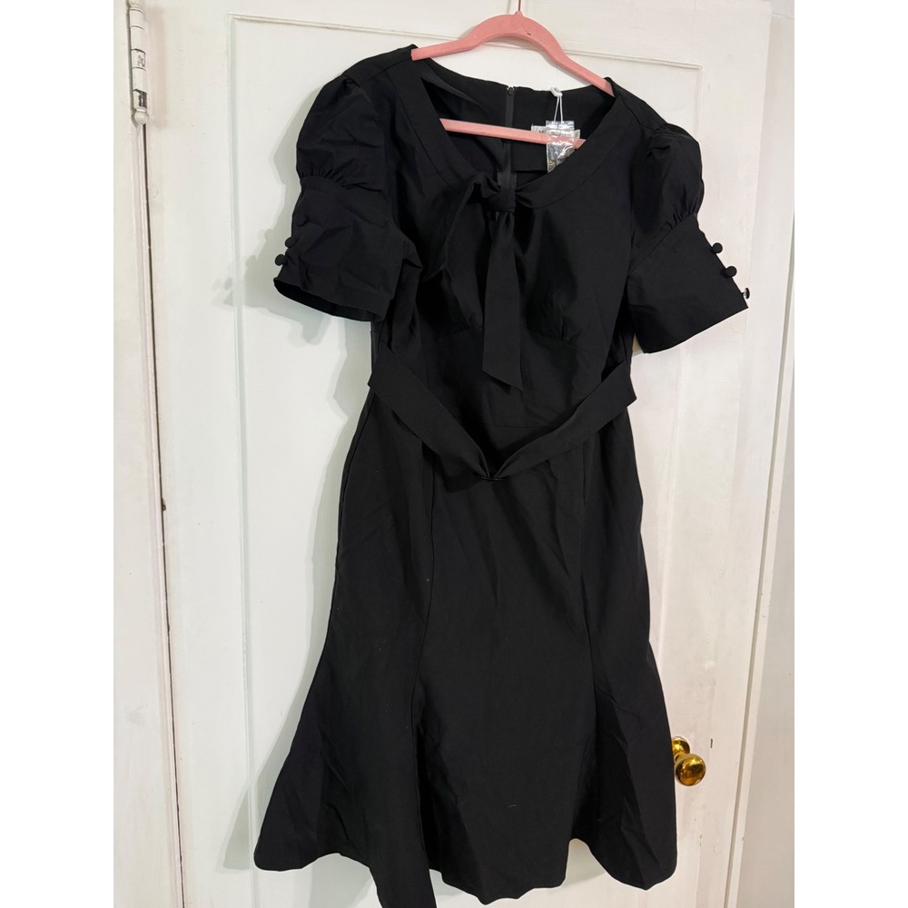 MUXXN Boutique Black Retro Tie Neck Mermaid Cocktail Dress 2XL NWT
